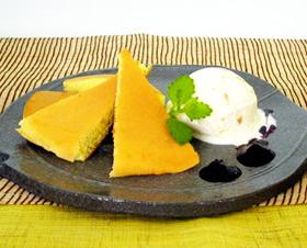 和風パンケーキのみそ漬ふりかけアイス添え