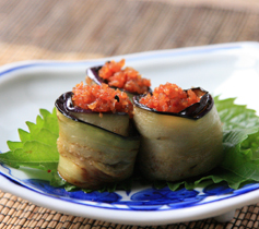 焼き茄子の唐辛子にんにくのせ